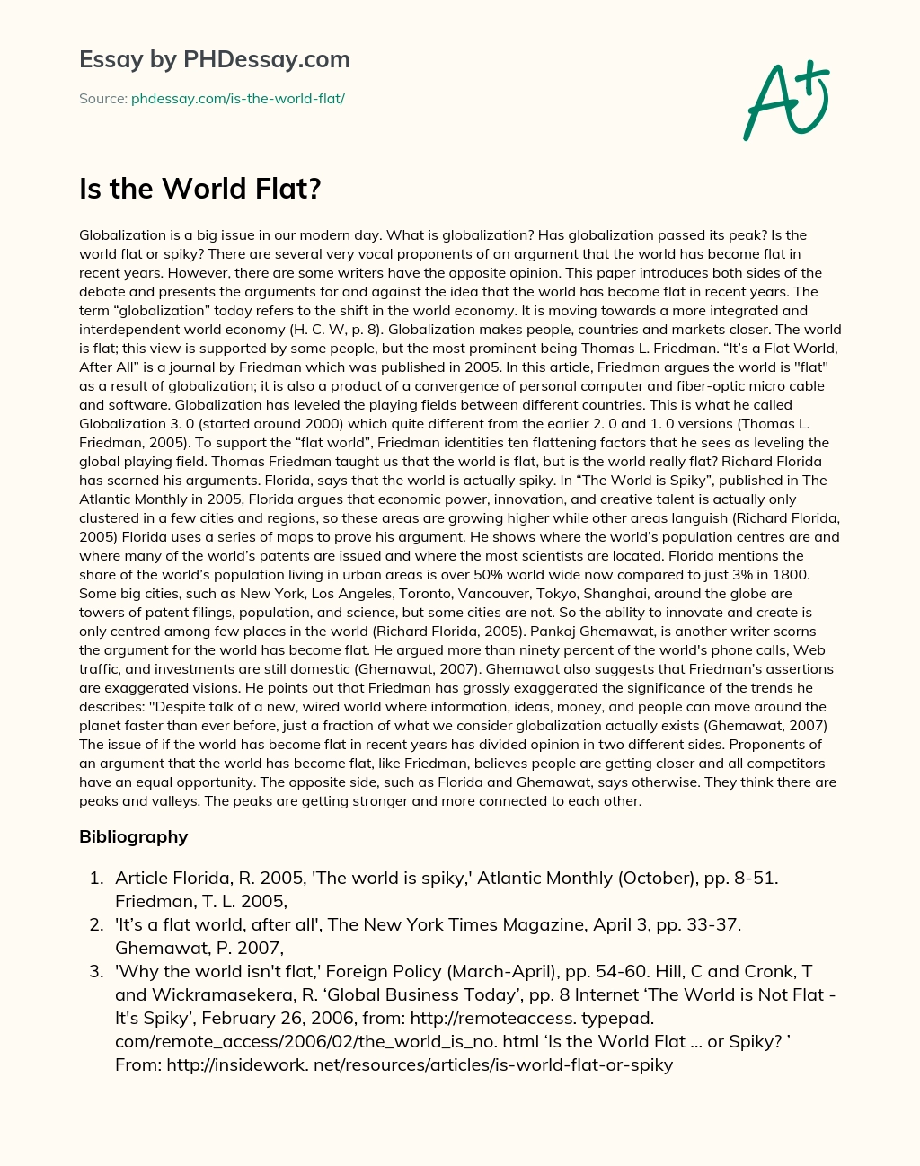Is the World Flat? essay