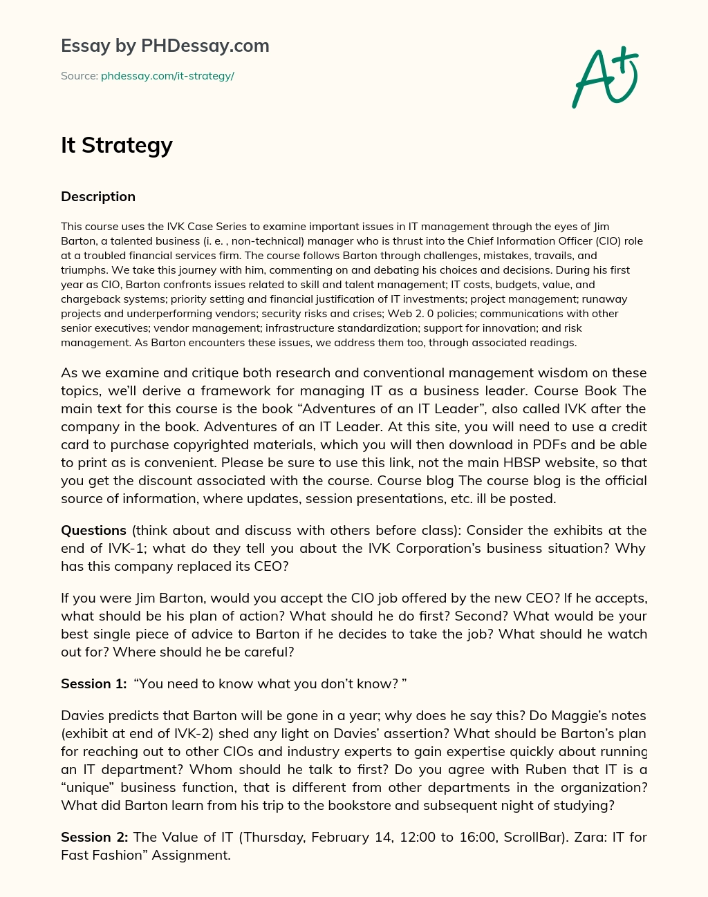It Strategy essay
