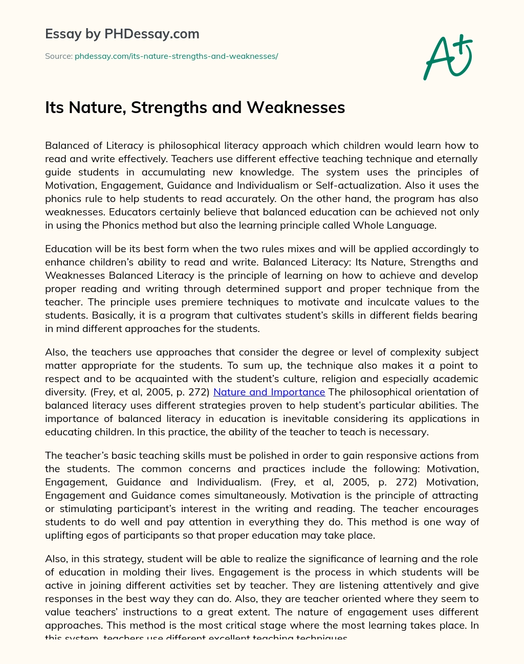 Its Nature, Strengths and Weaknesses essay