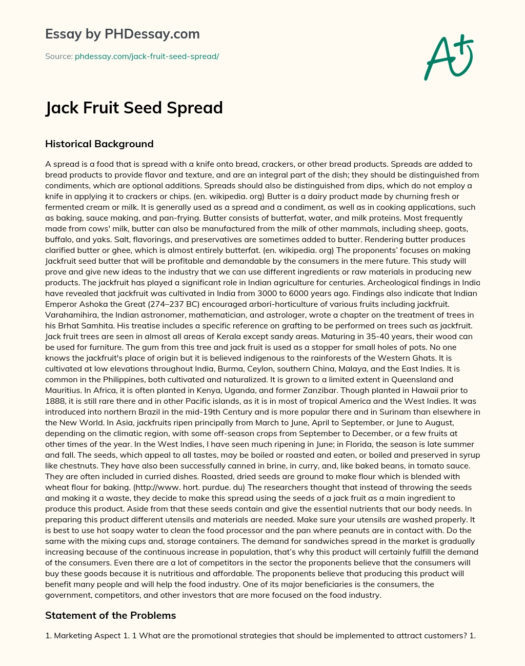 Jack Fruit Seed Spread essay