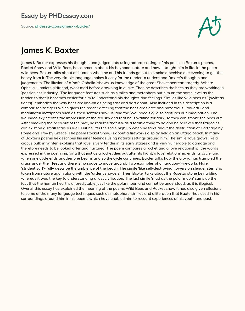 James K. Baxter essay