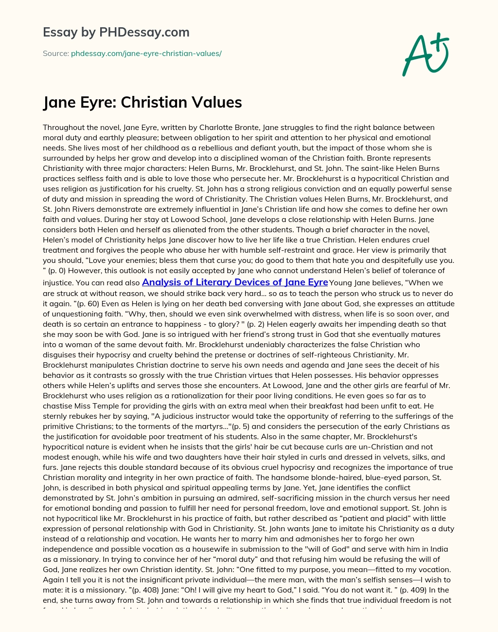 christian values essay