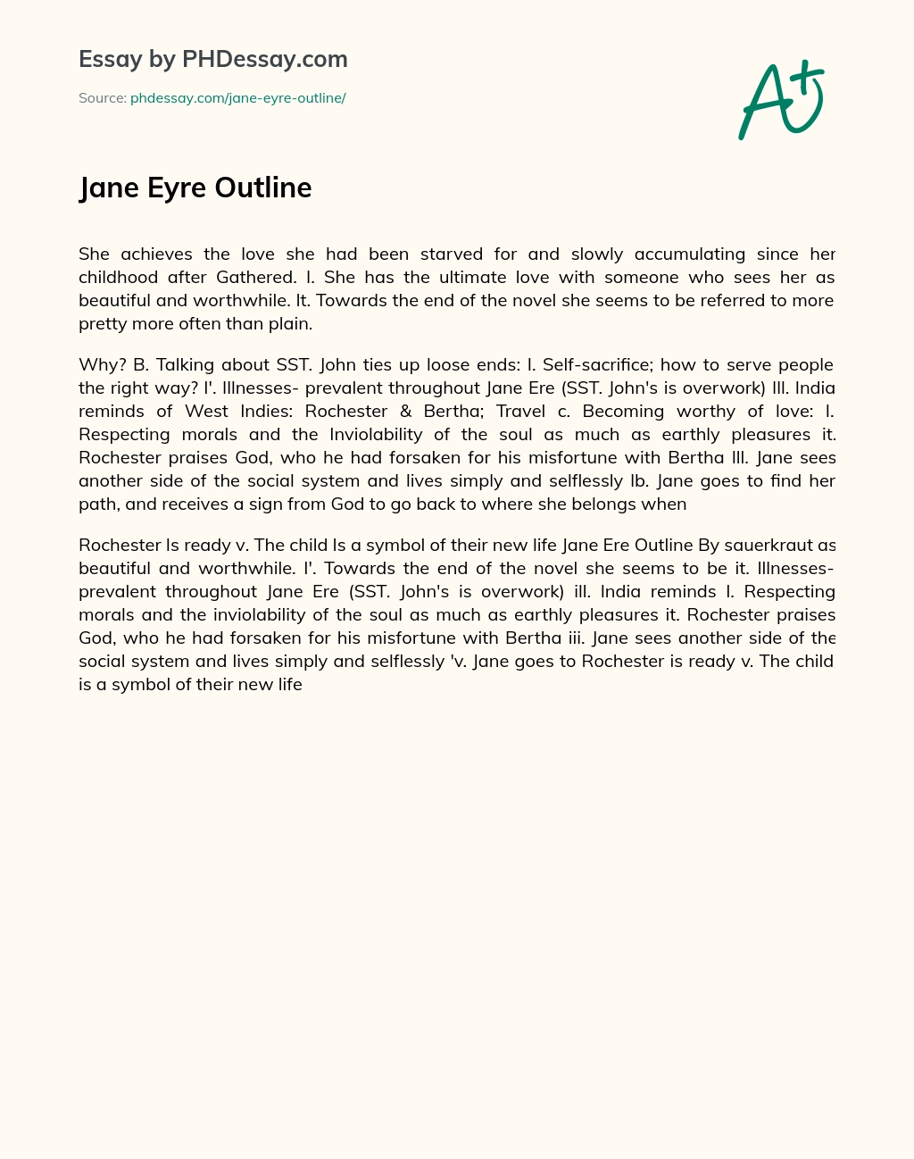 Jane Eyre Outline essay