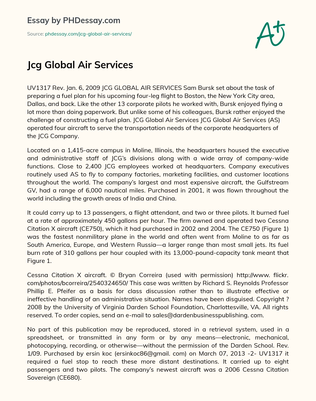 Jcg Global Air Services essay
