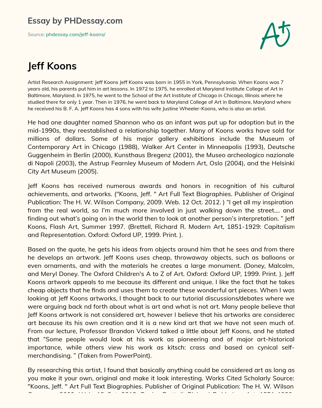 Jeff Koons essay