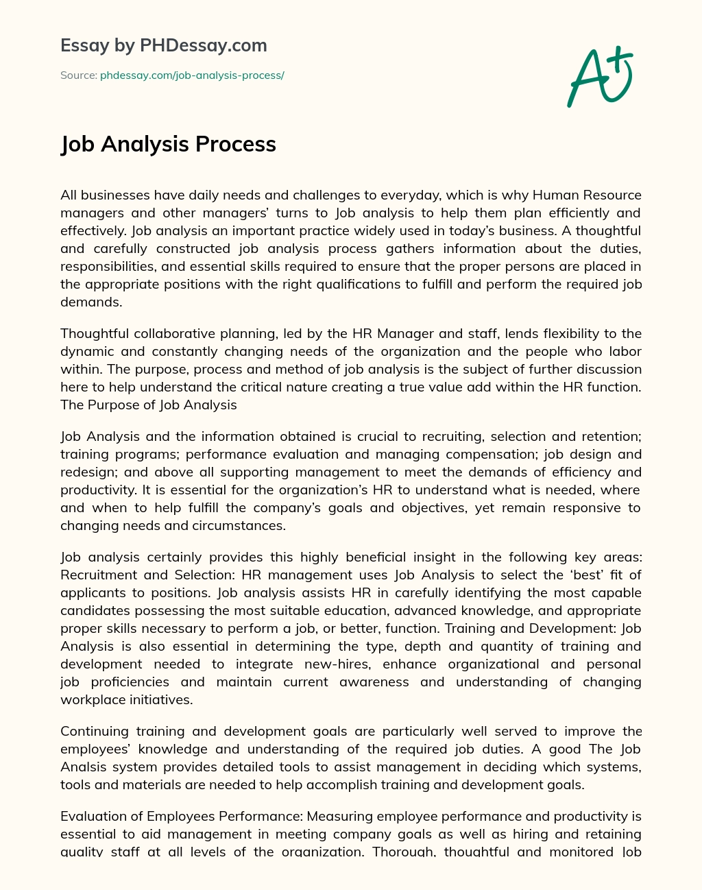 Job Analysis Process essay