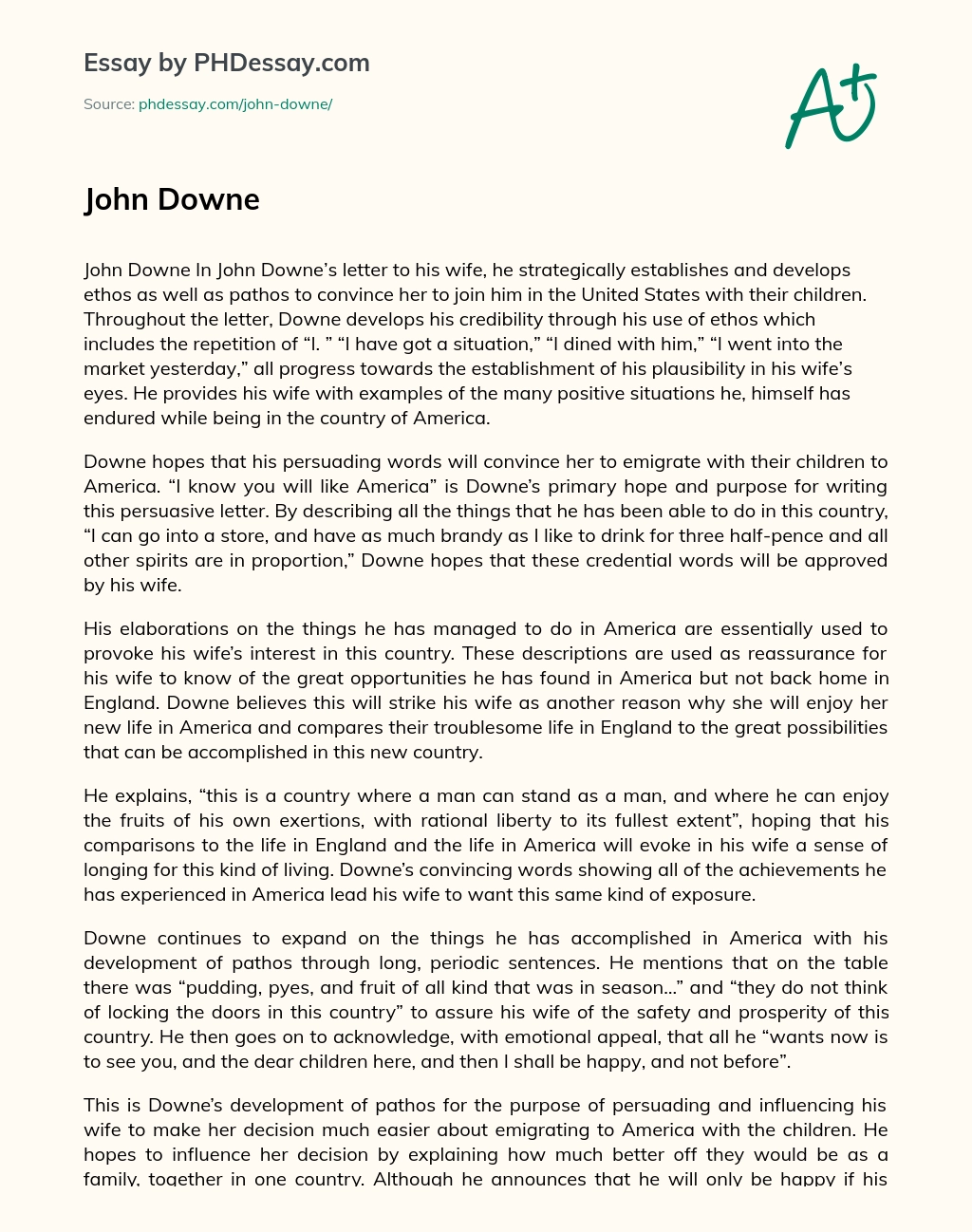 John Downe essay