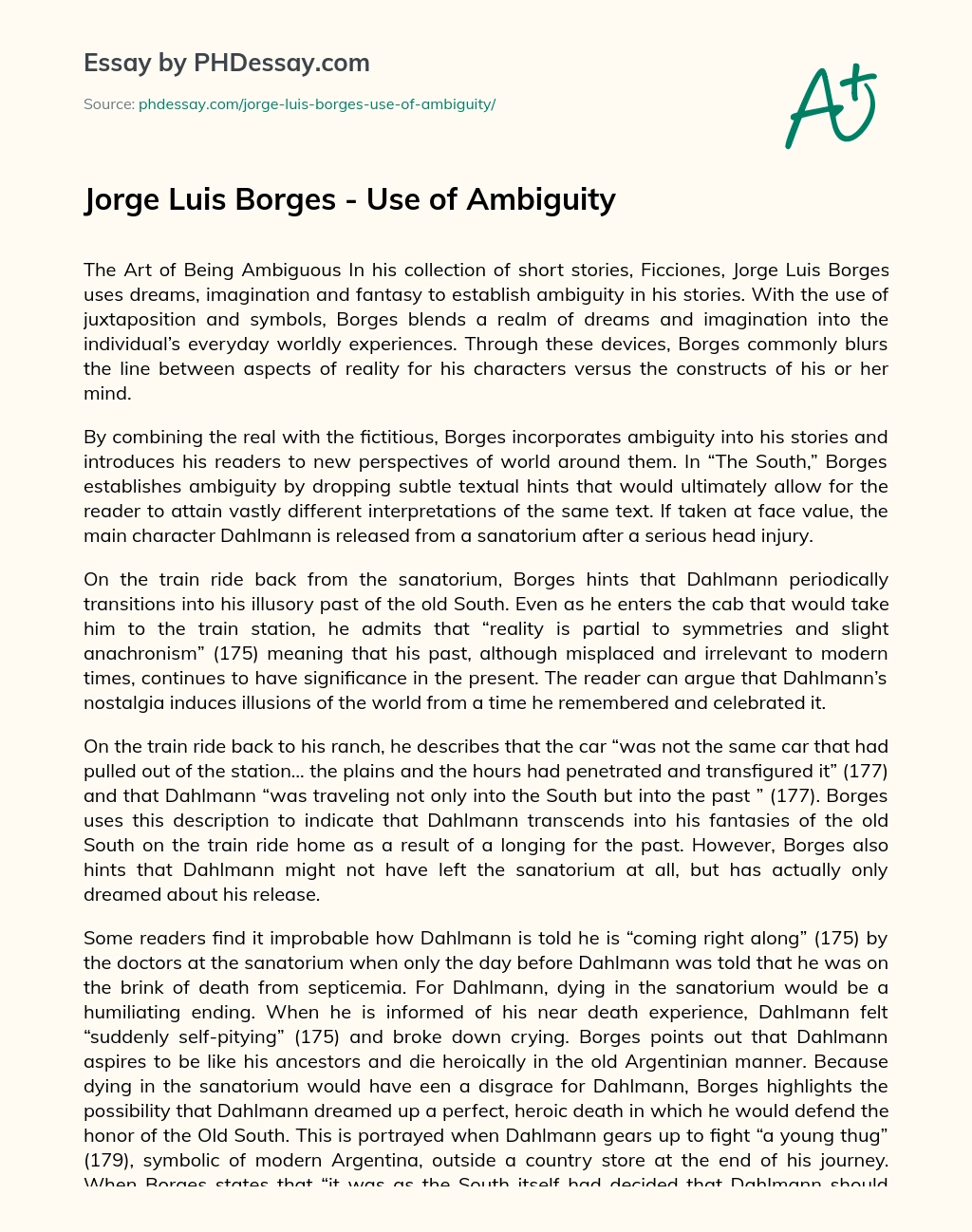 Jorge Luis Borges – Use of Ambiguity essay