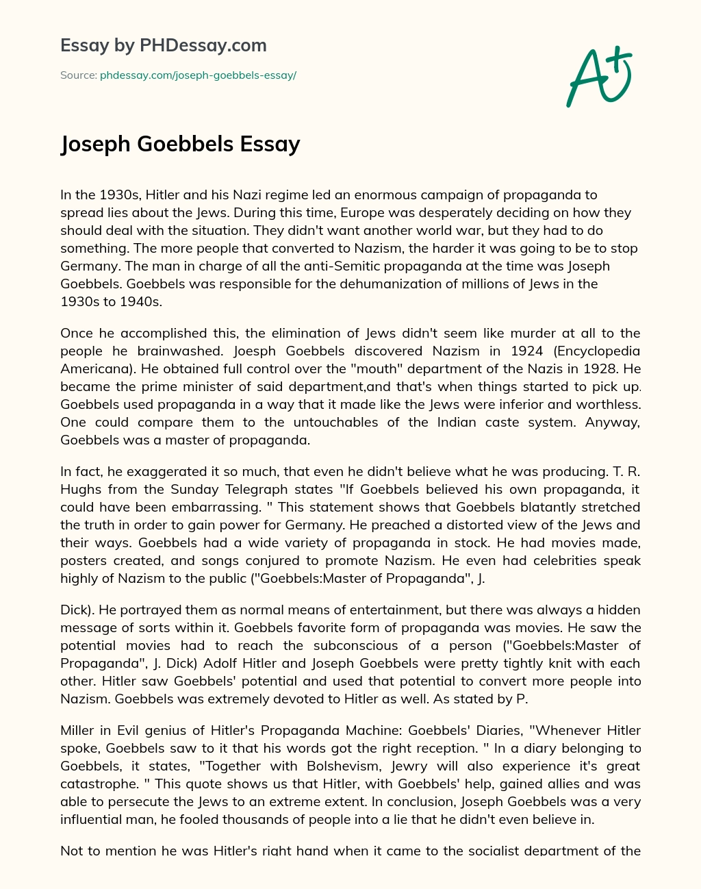 Joseph Goebbels Essay essay