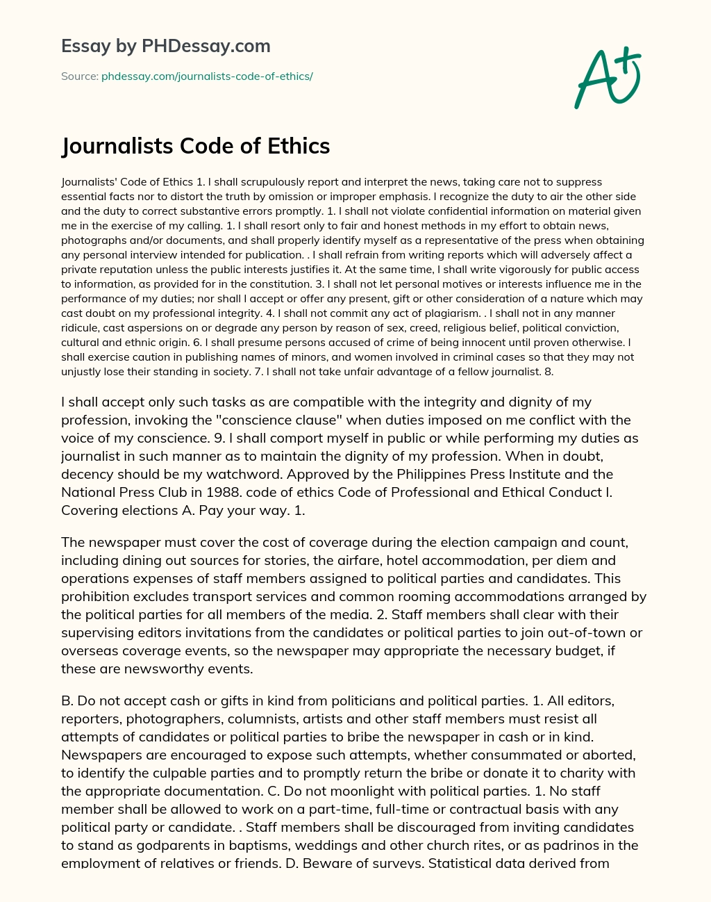 media ethics essay