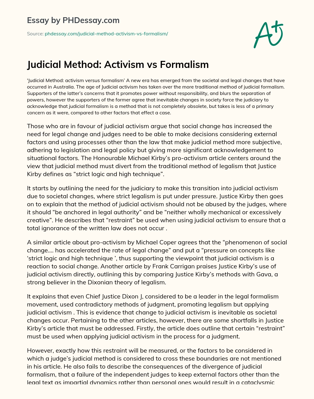 legal essay on judicial activism