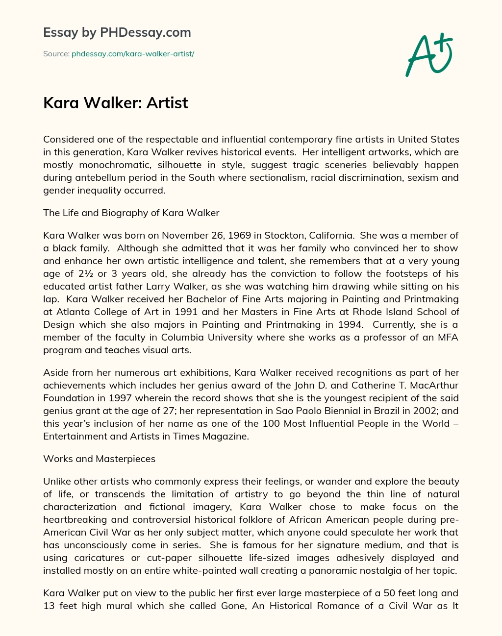 Kara Walker: Artist essay