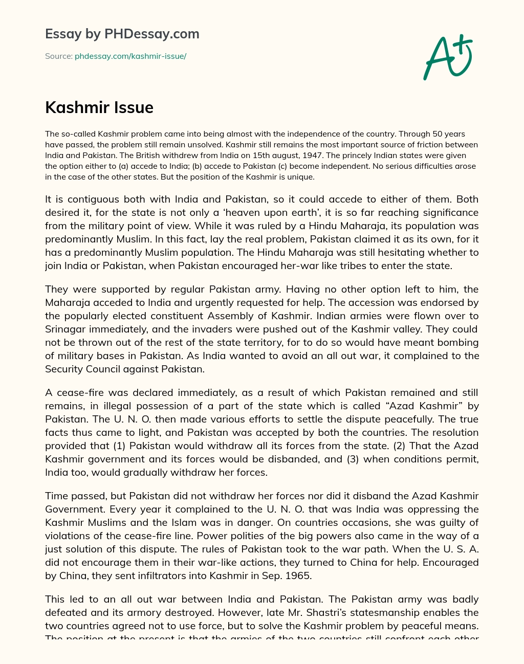 Kashmir Issue essay