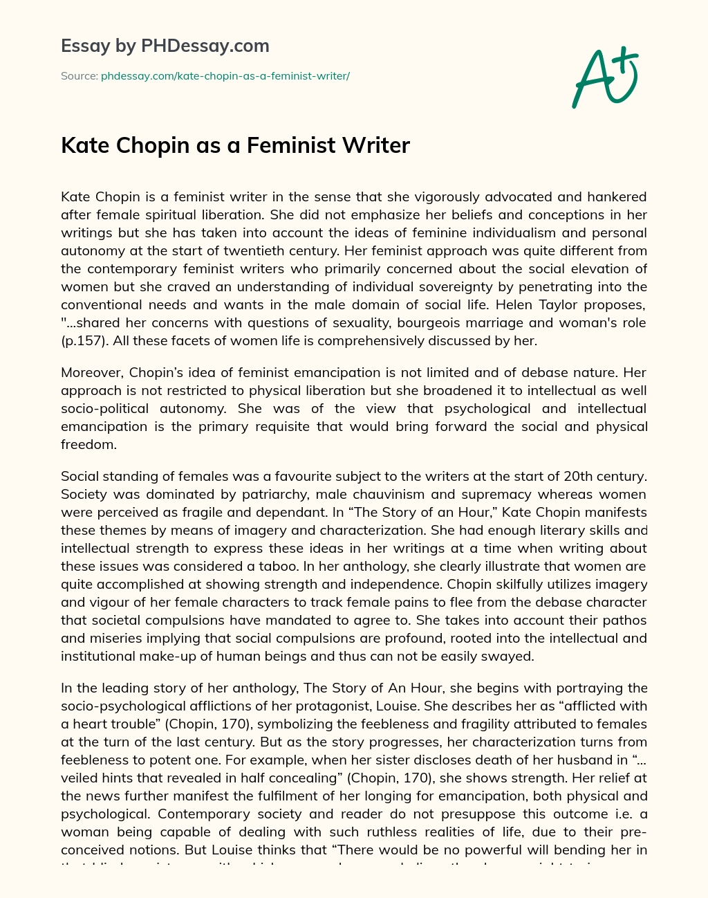 kate chopin feminist writer