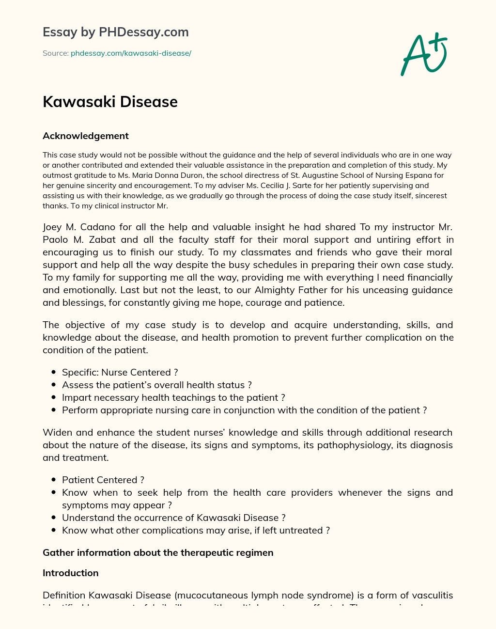 Kawasaki Disease essay