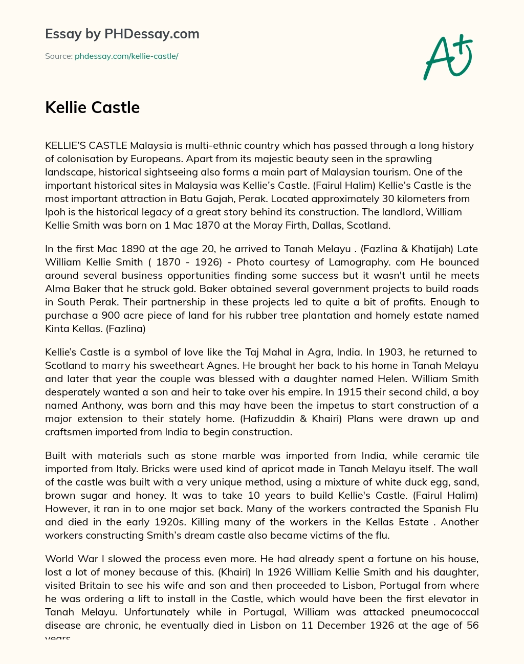 Kellie Castle essay