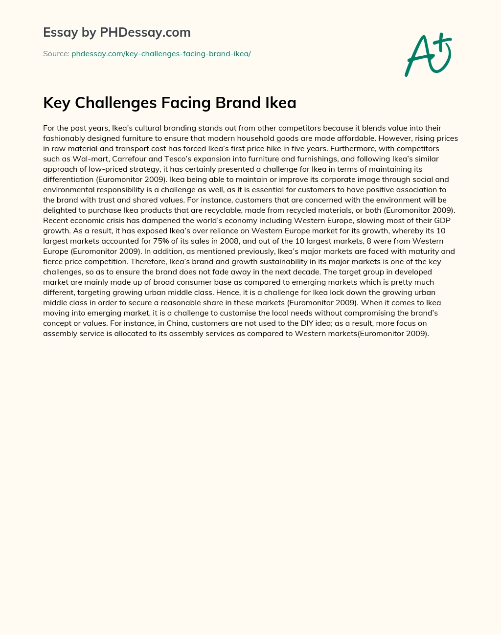 Key Challenges Facing Brand Ikea essay