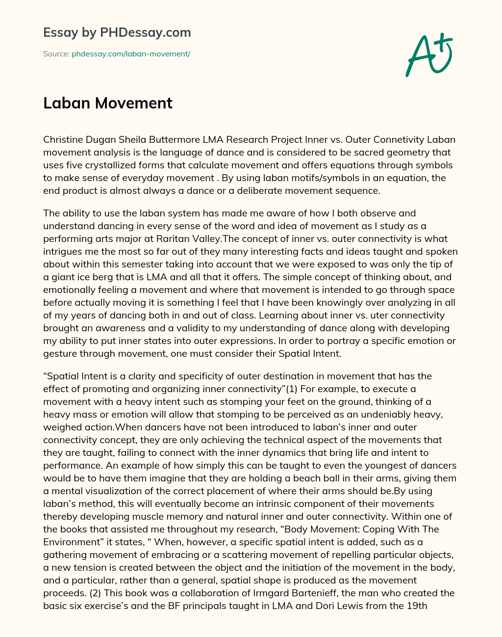 Laban Movement essay