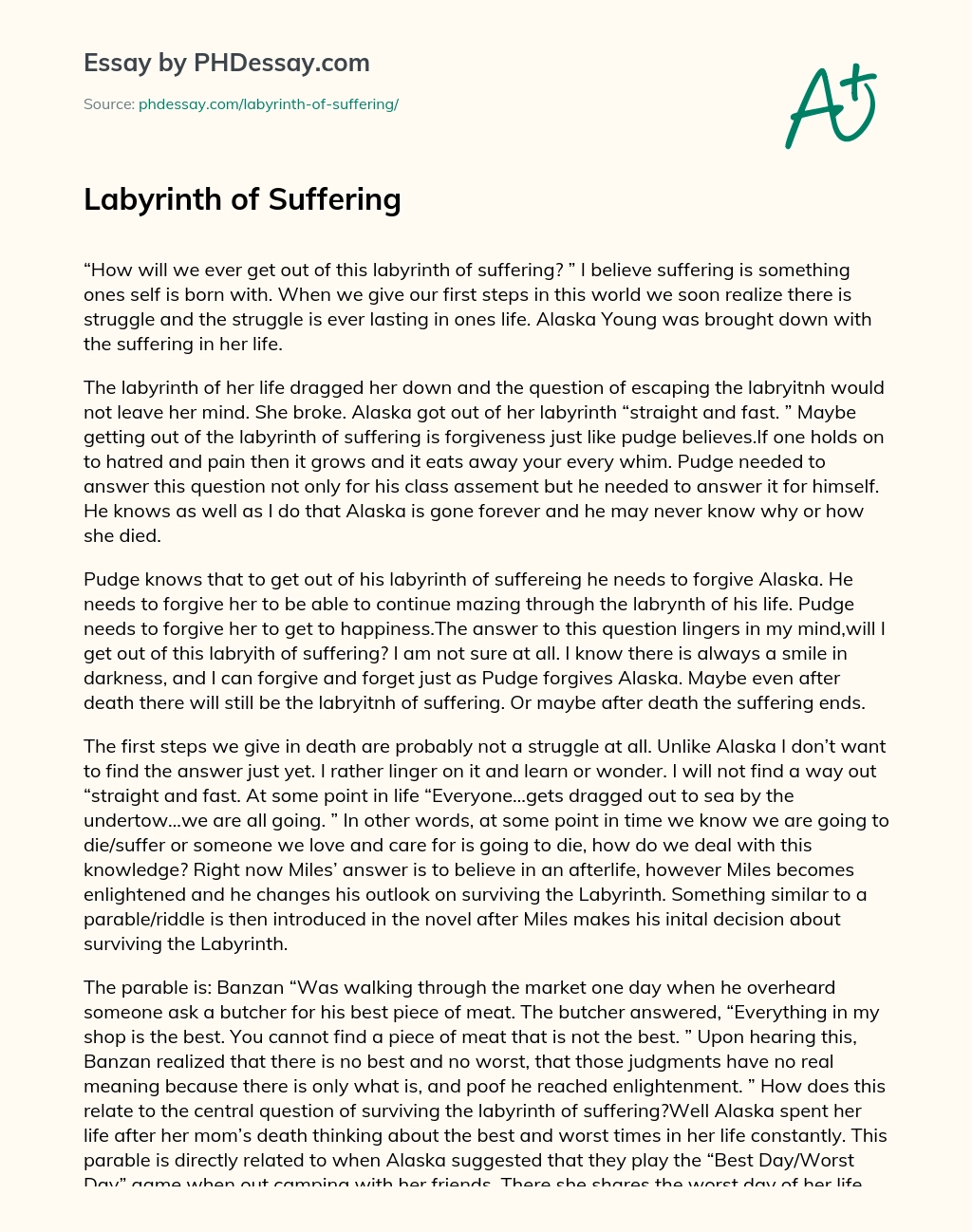 Labyrinth of Suffering essay