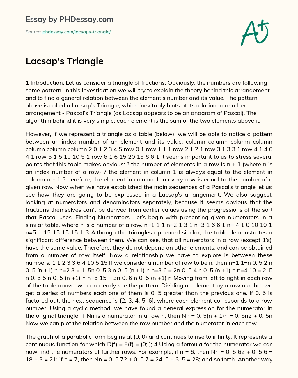 Lacsap’s Triangle essay