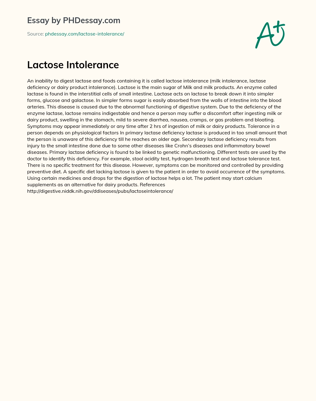 Lactose Intolerance essay