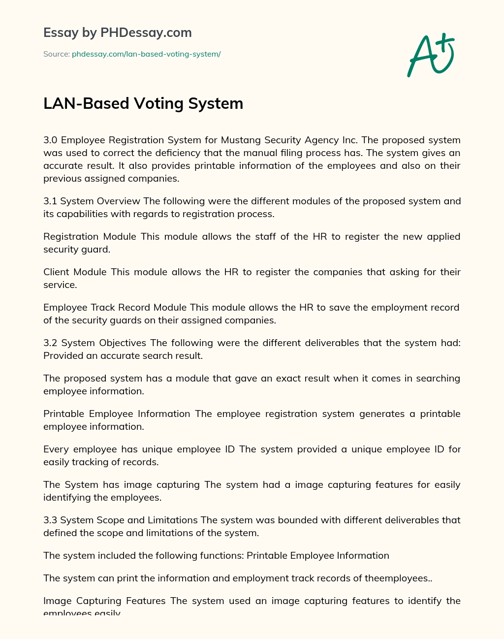 LAN-Based Voting System essay