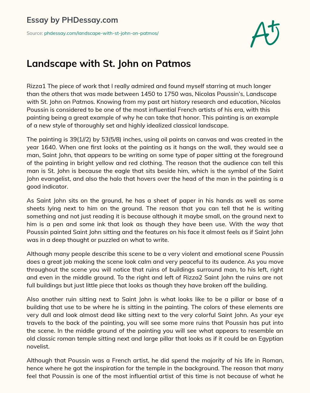 Landscape with St. John on Patmos essay