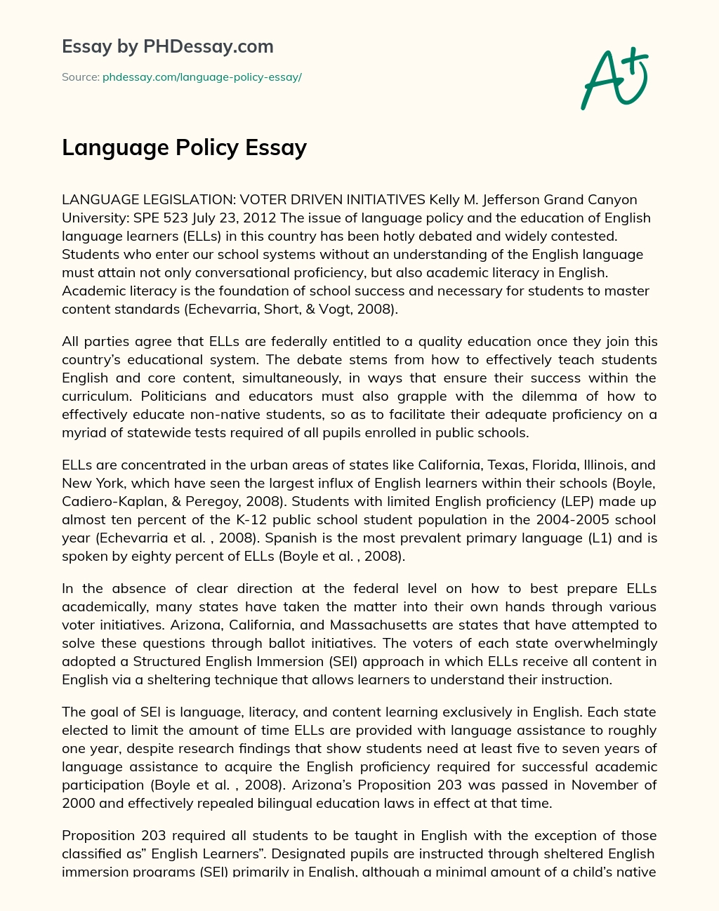 Language Policy Essay essay