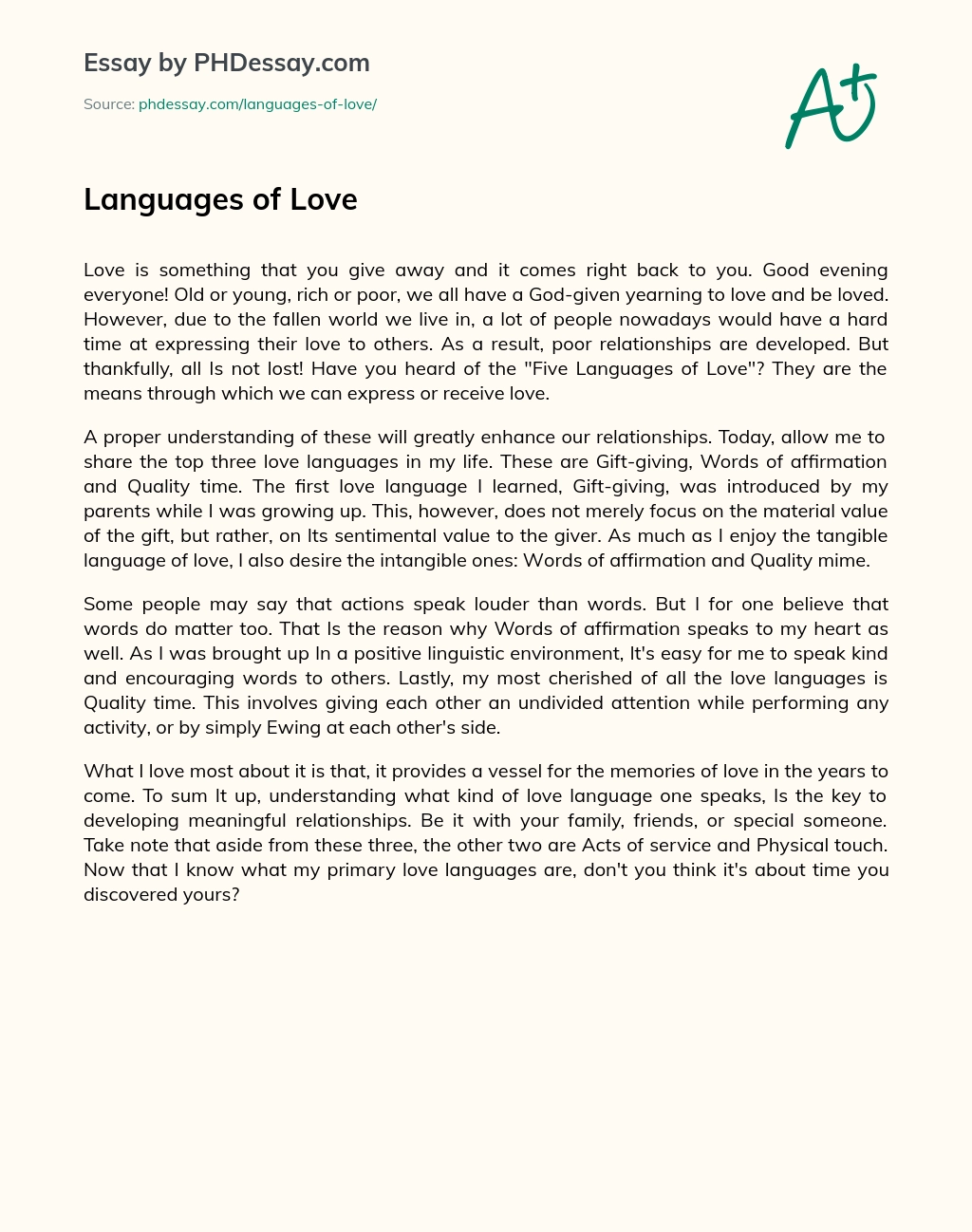 Languages of Love essay