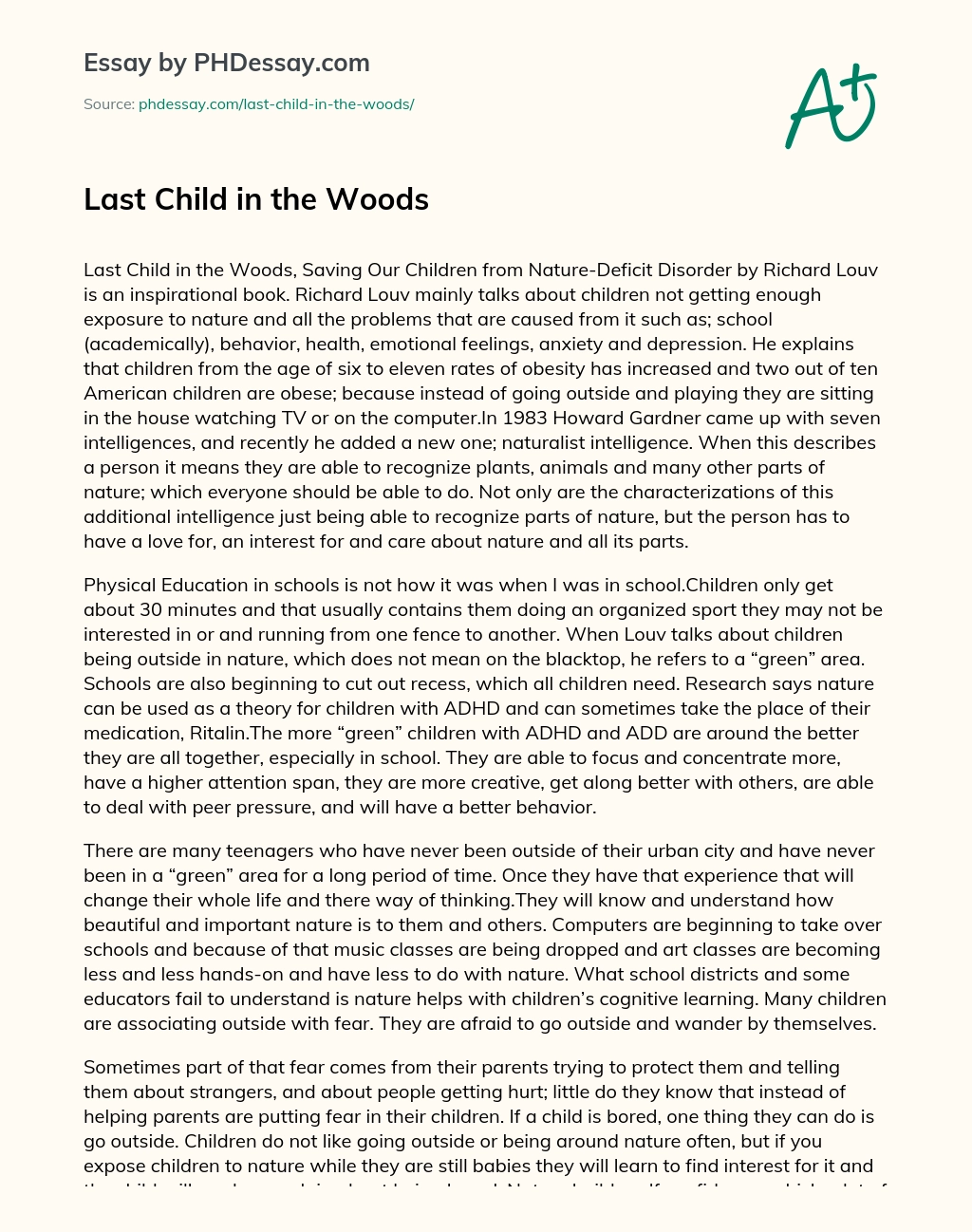 last child in the woods rhetorical analysis