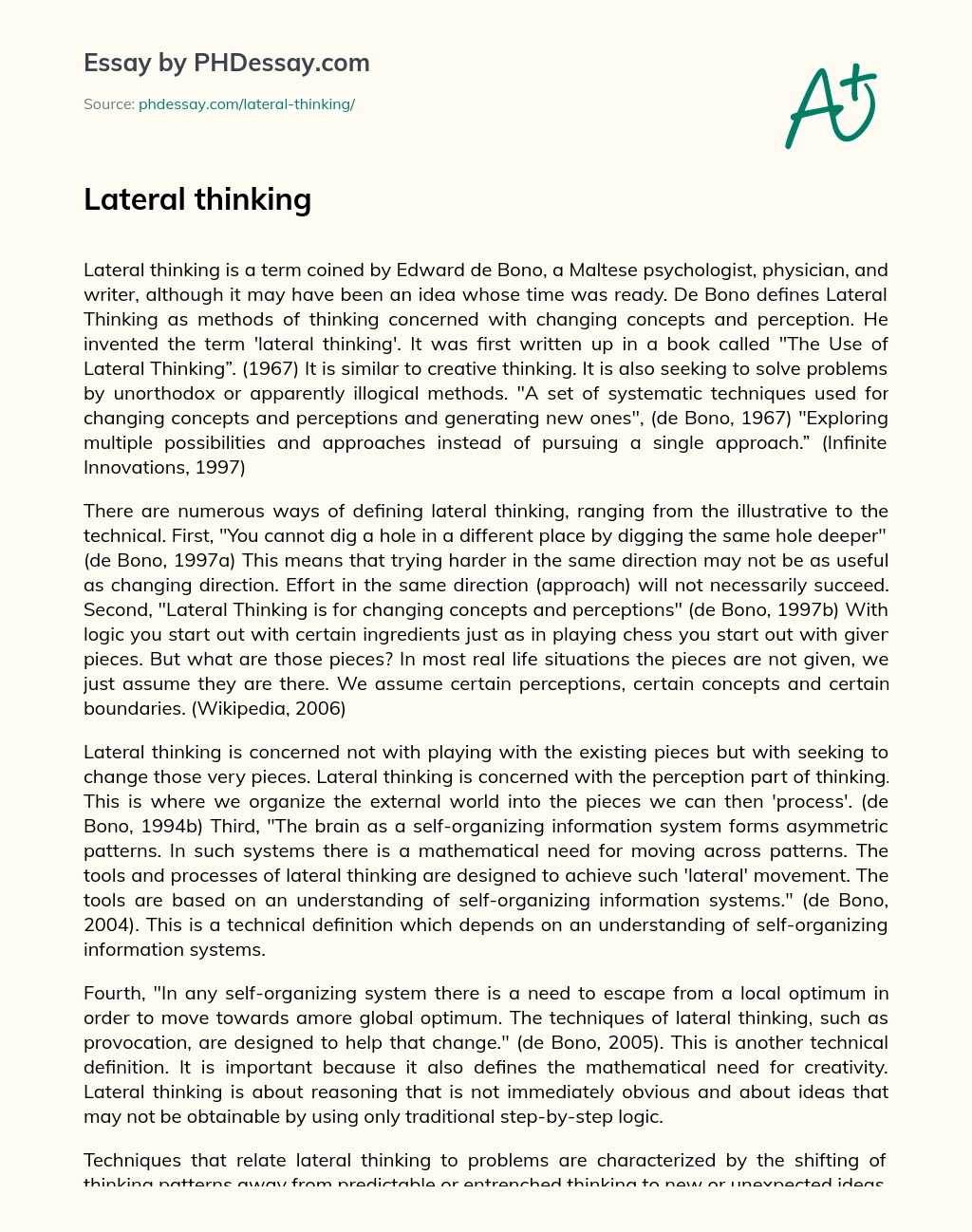 Lateral thinking essay