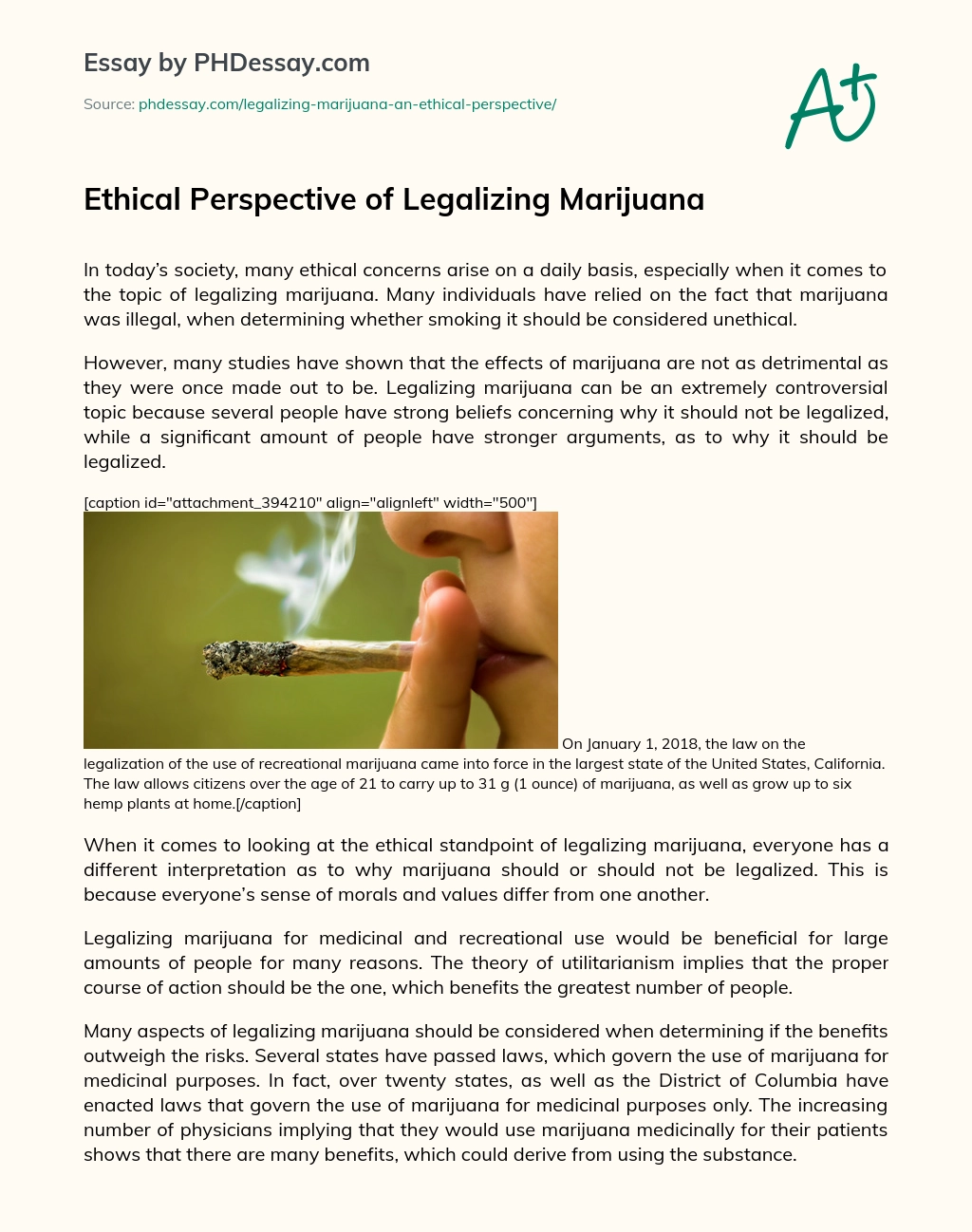 Ethical Perspective of Legalizing Marijuana essay