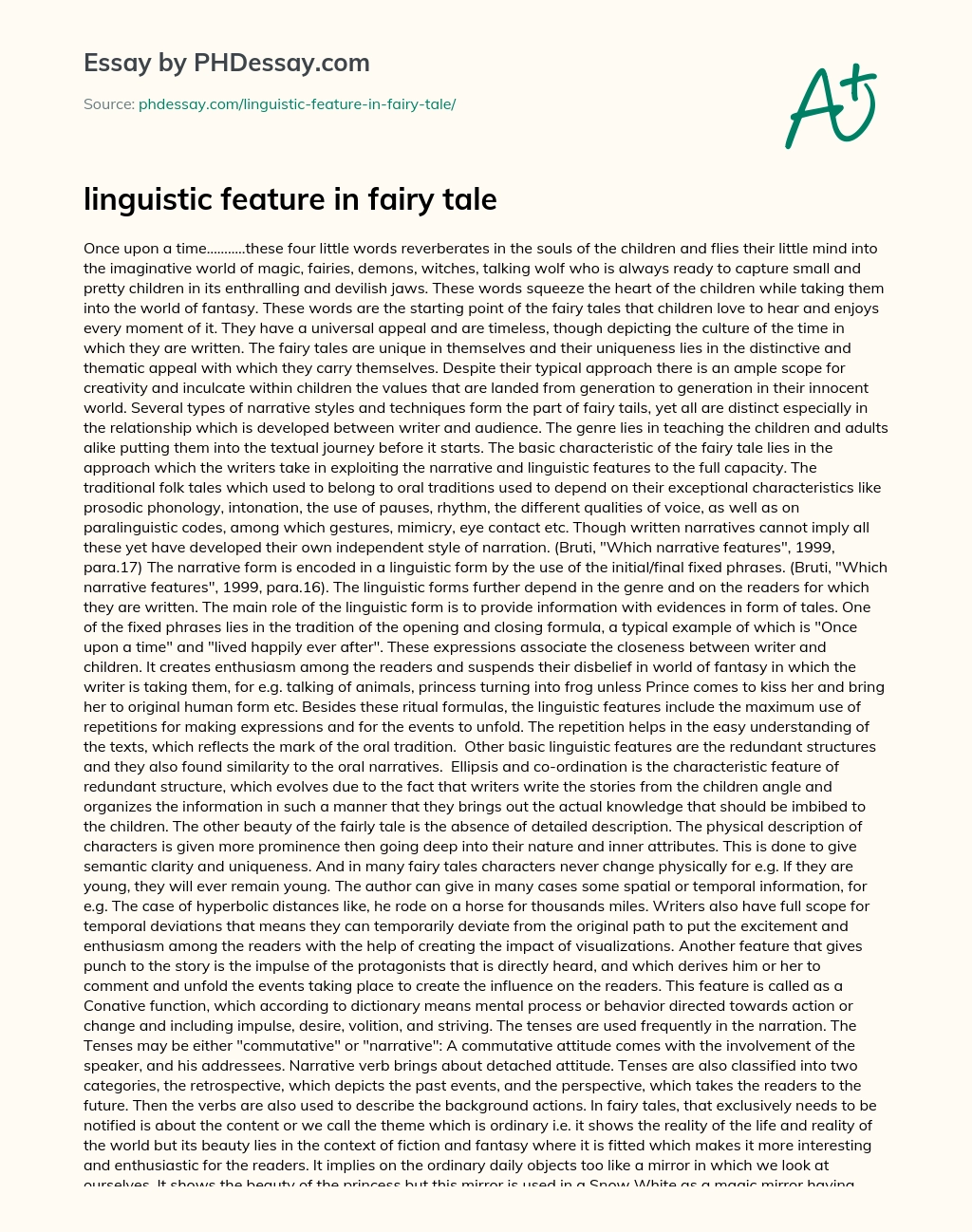linguistic feature in fairy tale essay