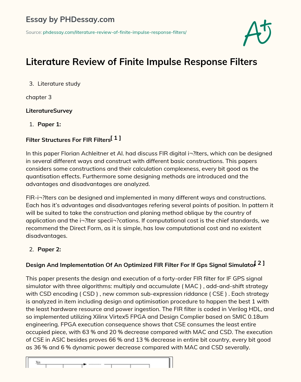 Literature Review of Finite Impulse Response Filters essay