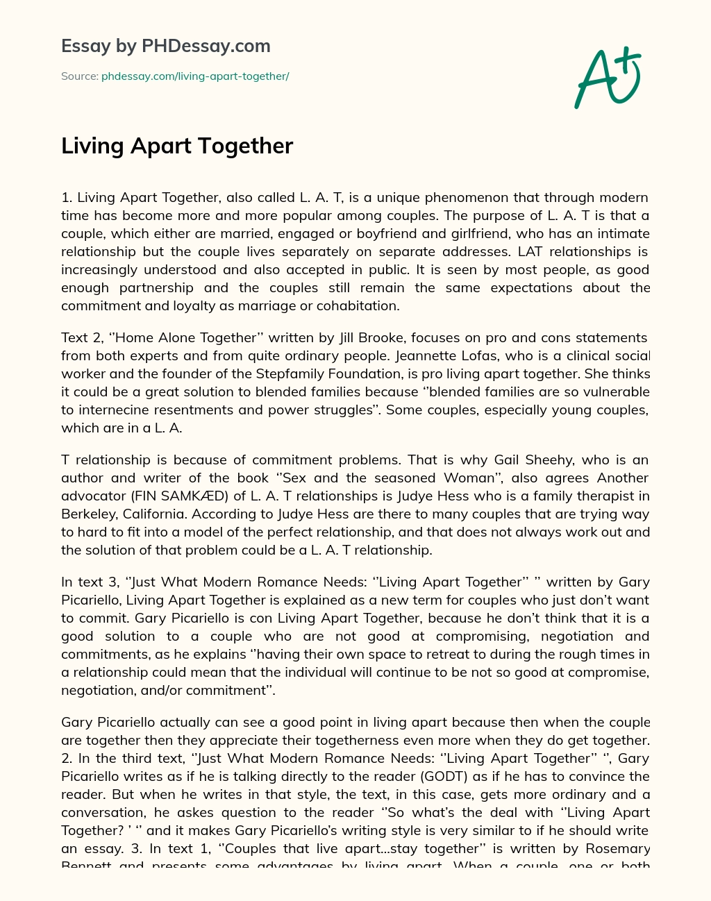 Living Apart Together essay