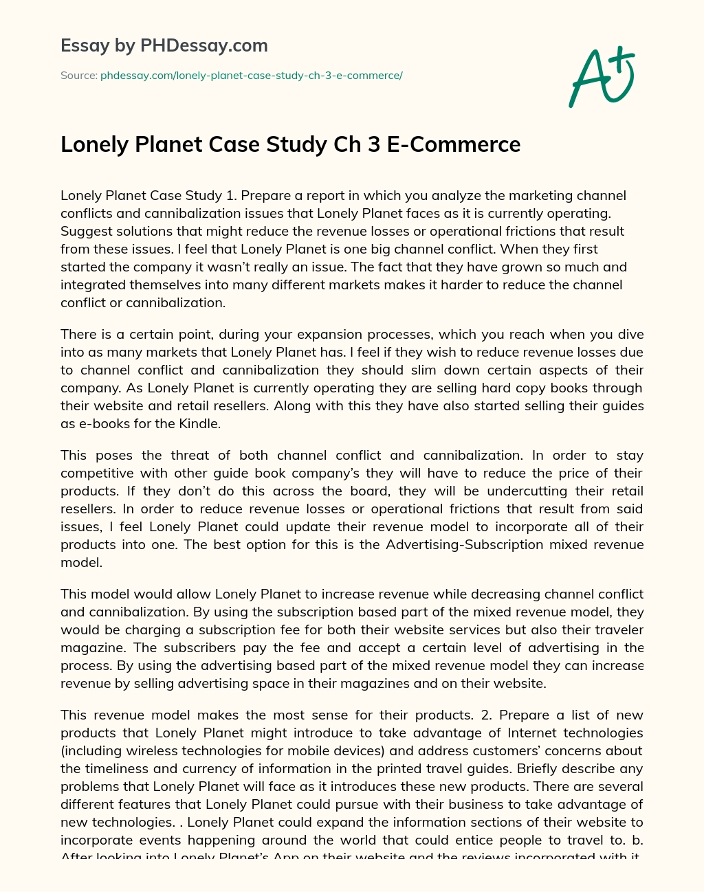 Lonely Planet Case Study essay