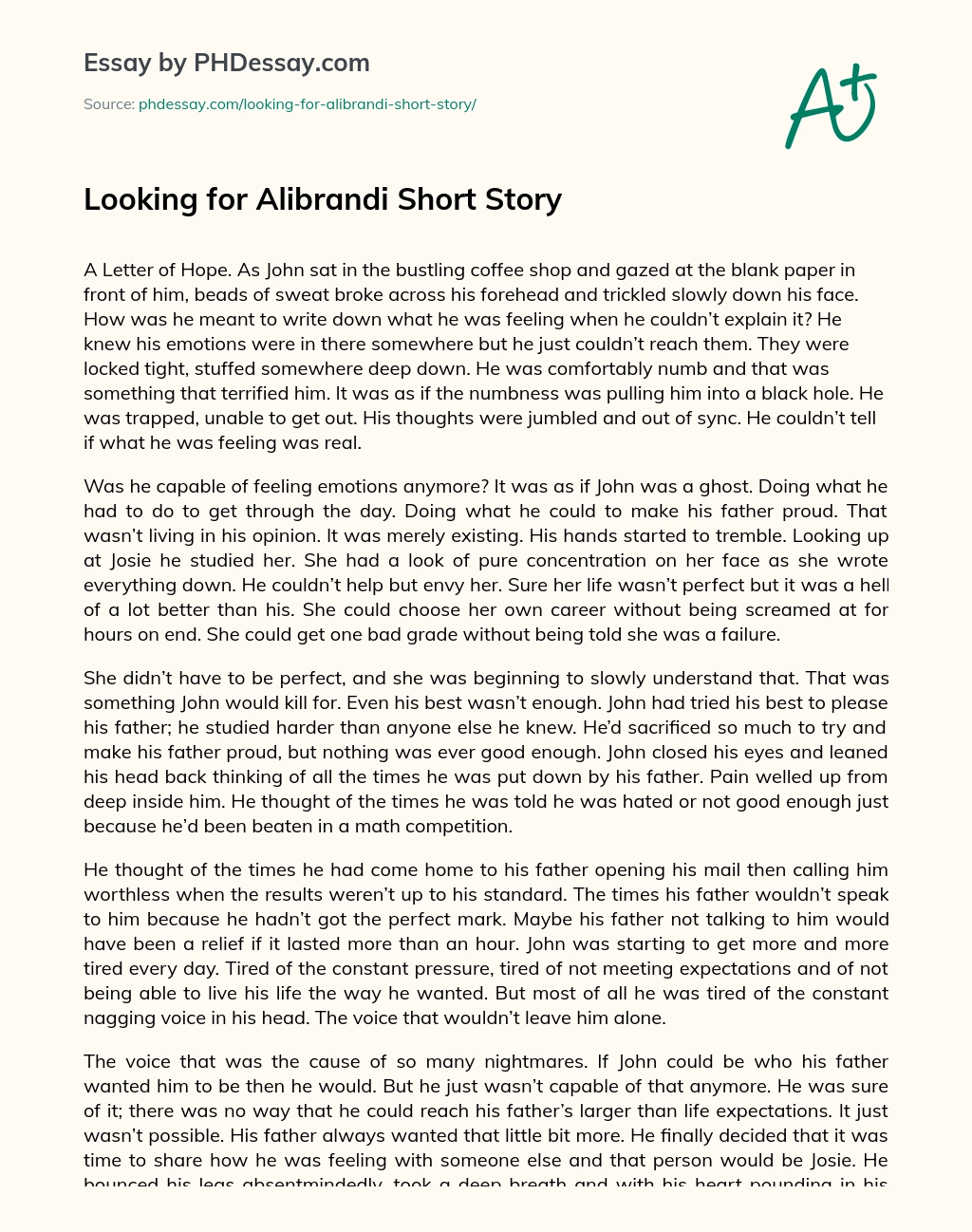 Looking for Alibrandi Short Story essay