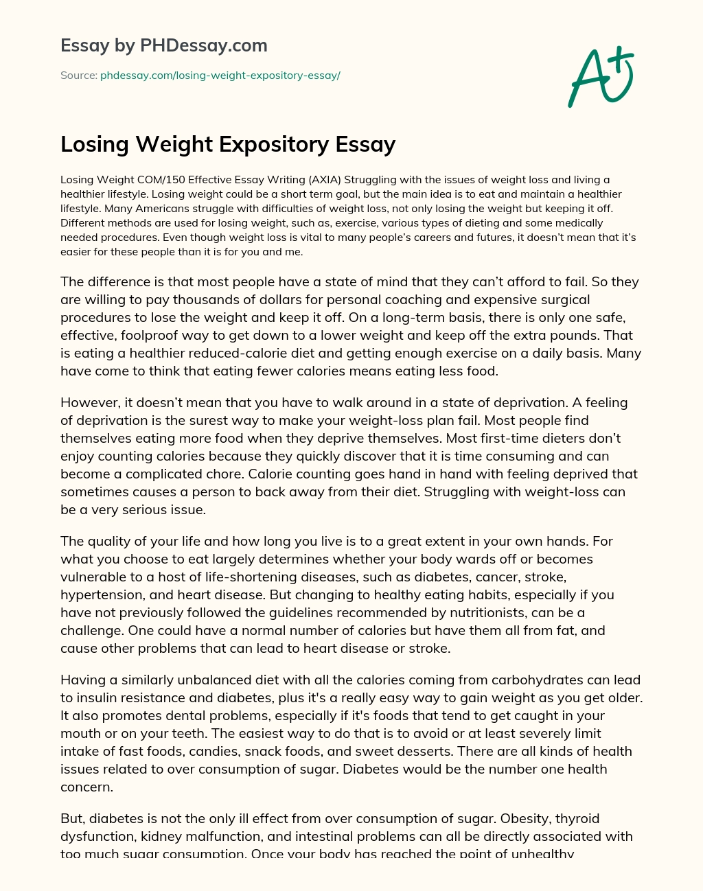 Losing Weight Expository Essay essay
