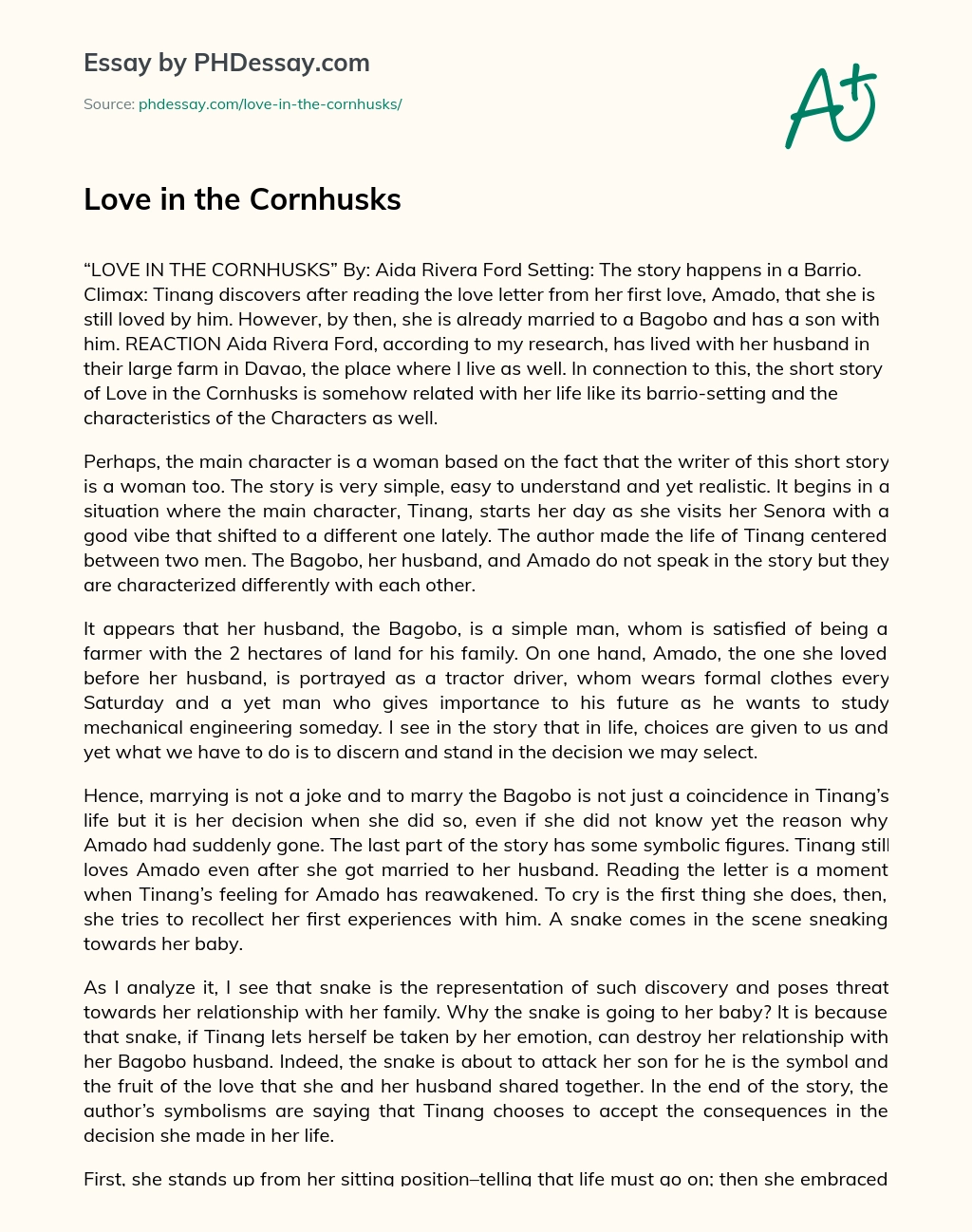 Love in the Cornhusks essay
