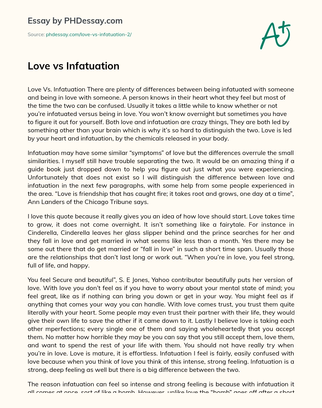 Love vs Infatuation essay