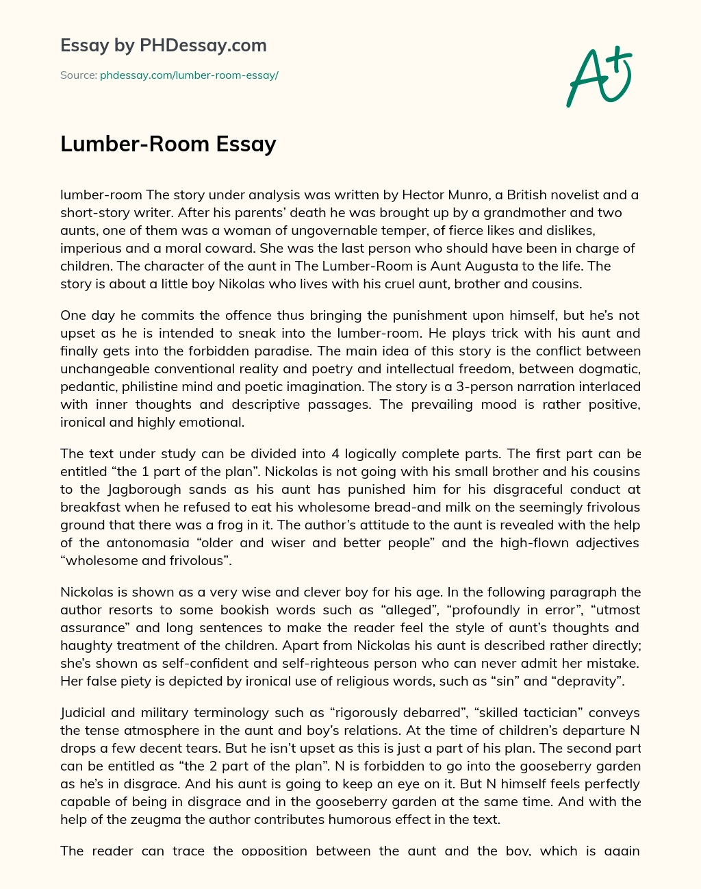 Lumber-Room Essay essay
