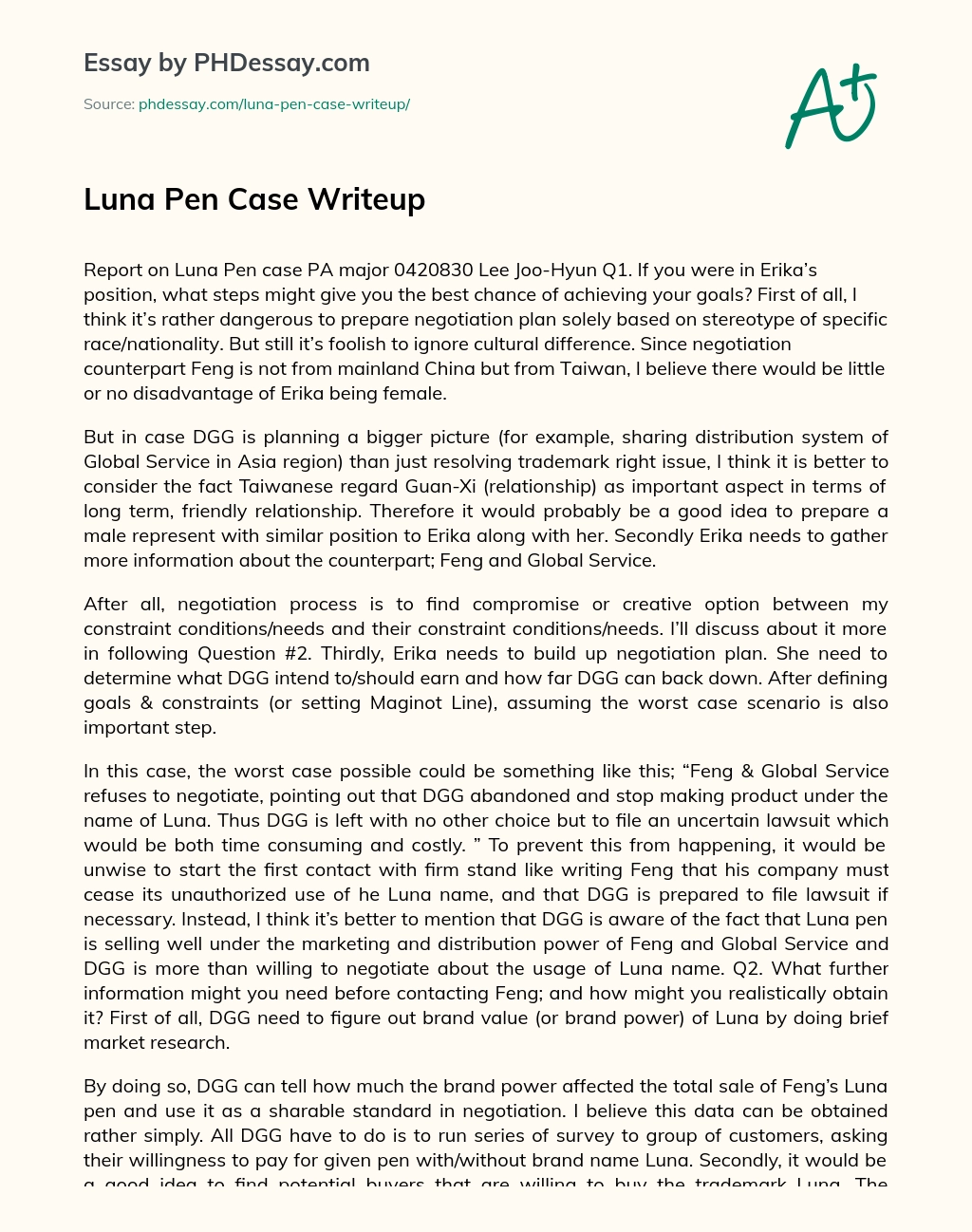 Luna Pen Case Writeup essay