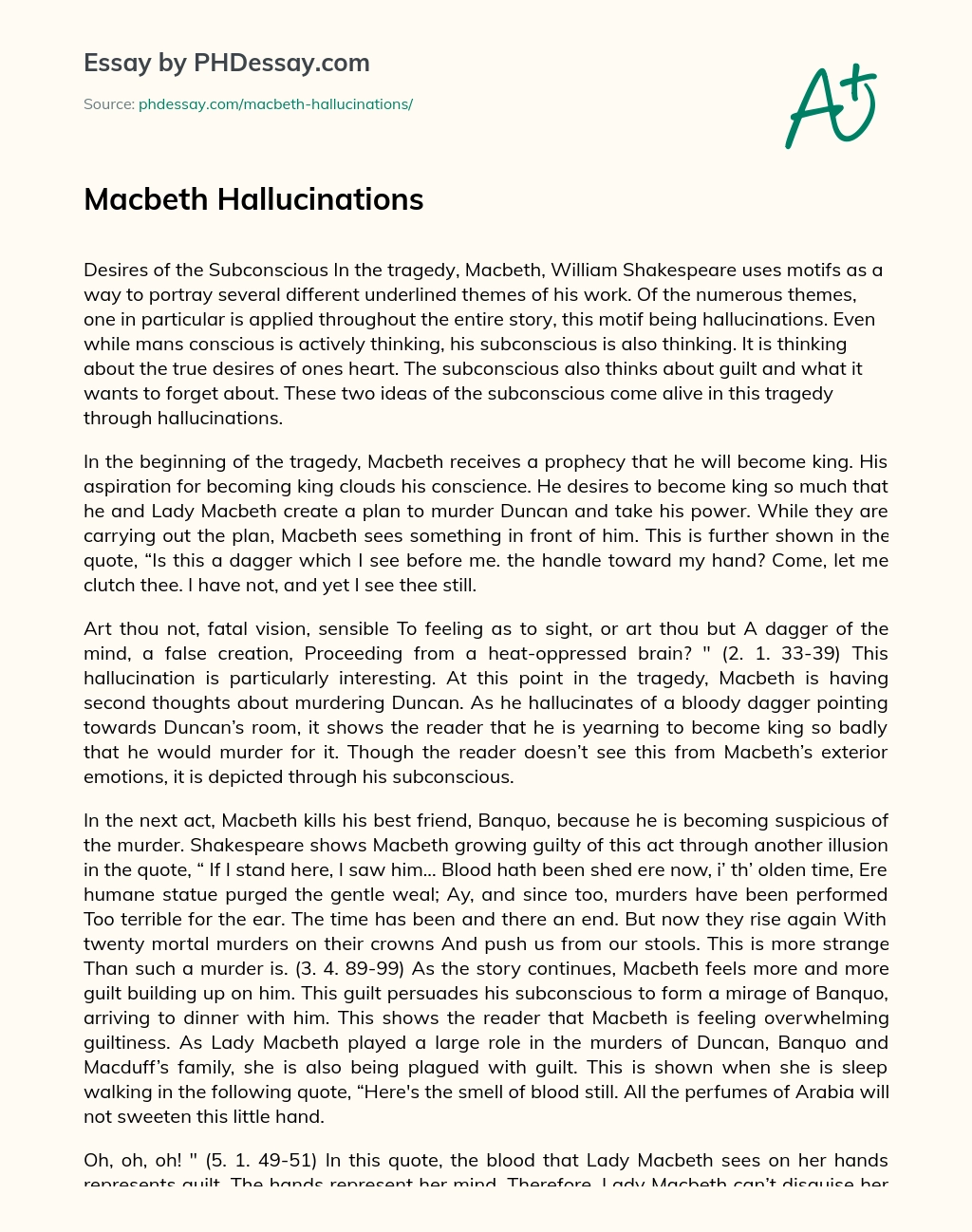 Macbeth Hallucinations essay