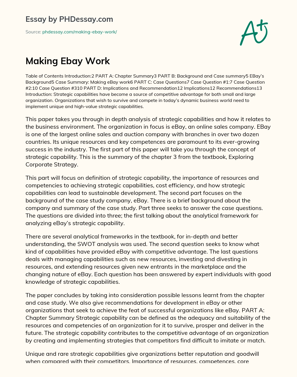 ebay case analysis essays
