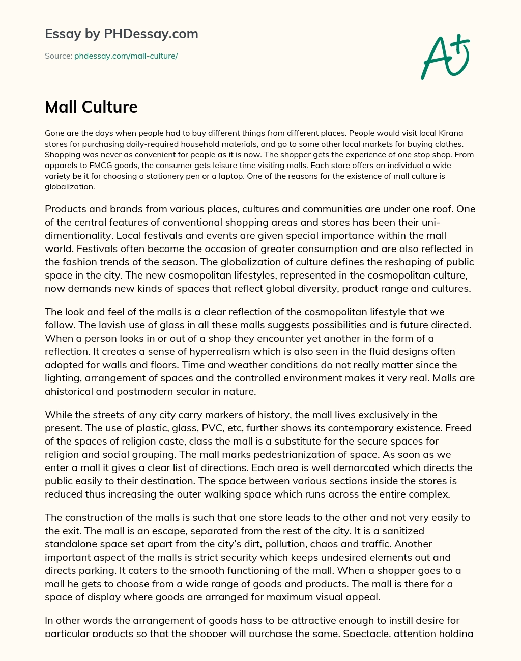 Mall Culture essay