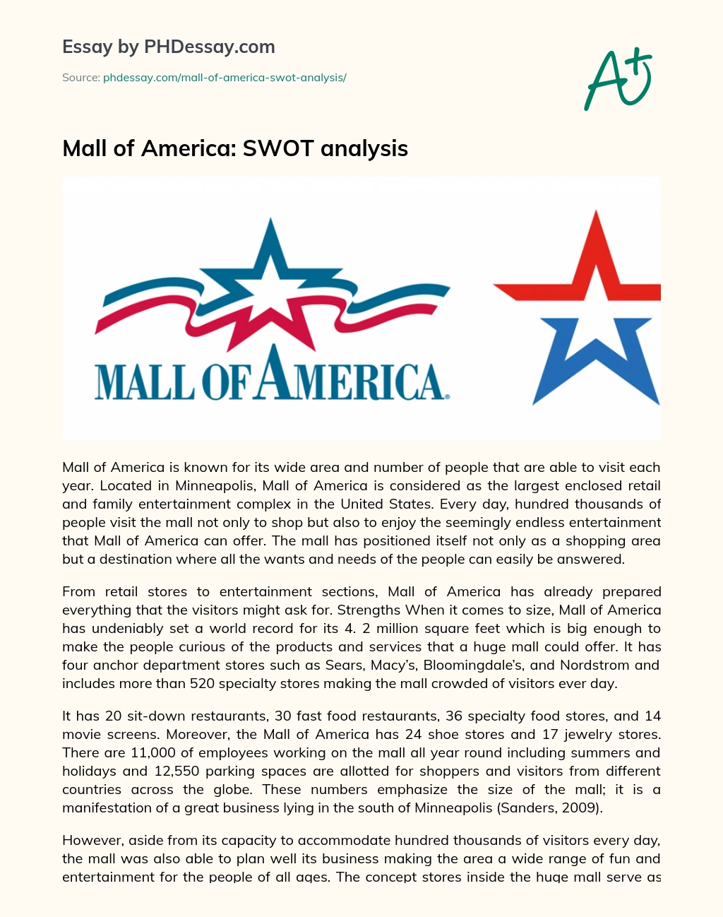 Mall of America: SWOT analysis essay