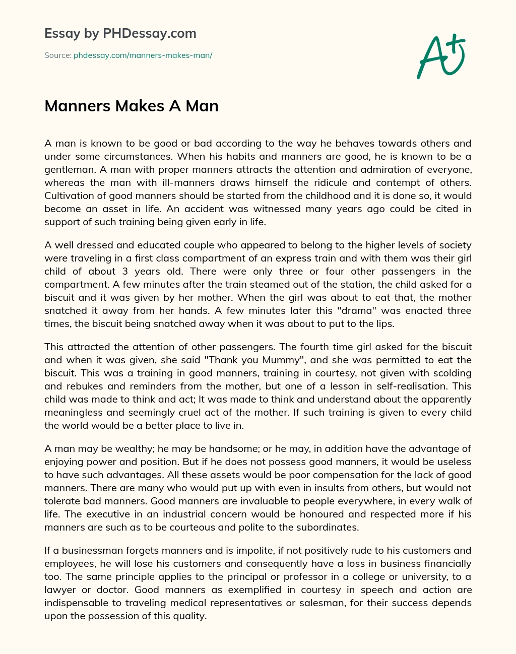 Manners Makes A Man essay