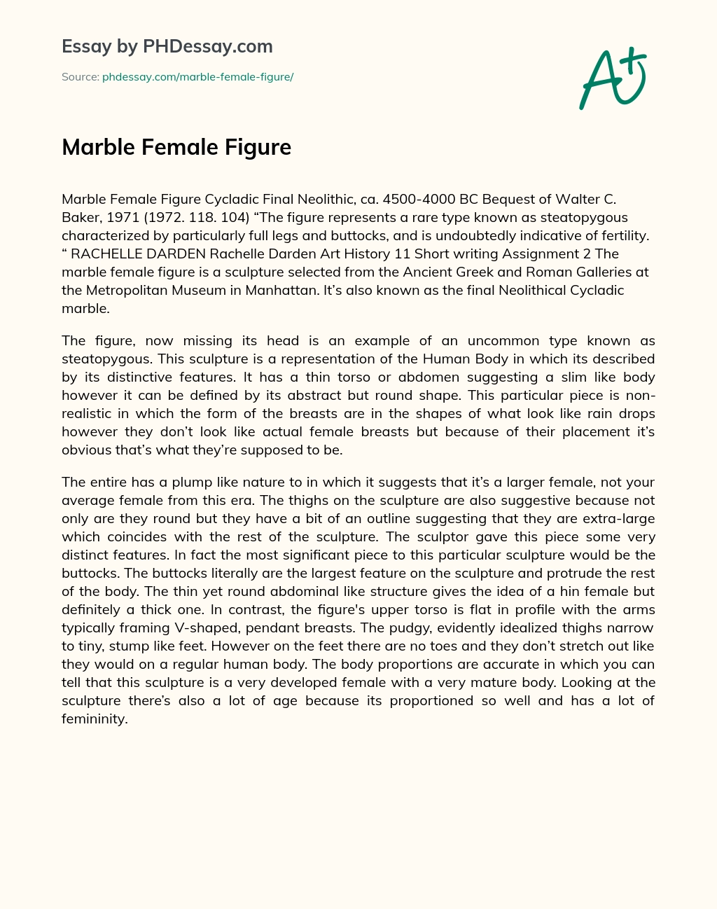 Marble Female Figure essay