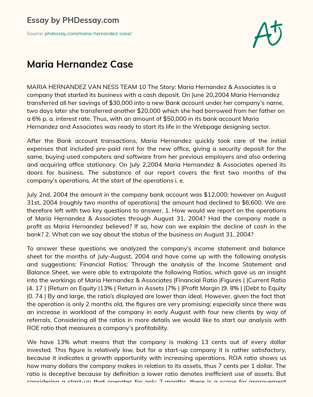 Maria Hernandez Case essay