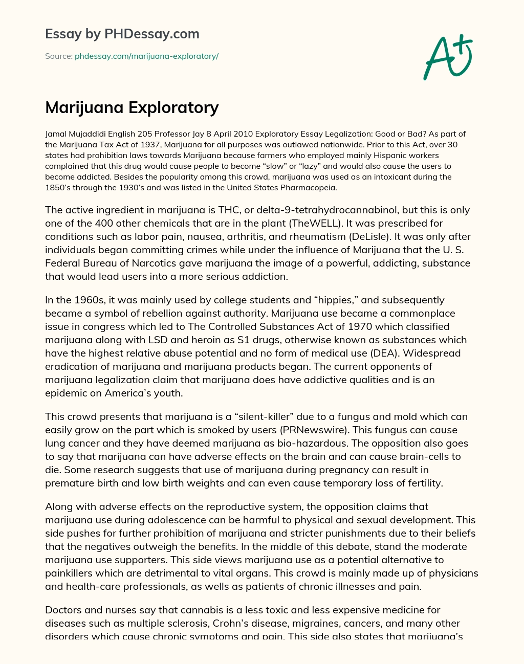 Marijuana Exploratory